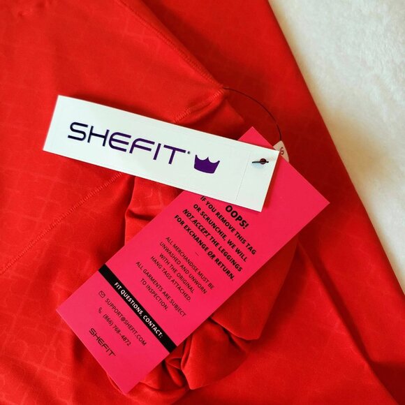 SHEFIT nwt Boss Leggings SilkSculpt Seamless High Rise 2Luxe Orange Red Rush - Picture 3 of 14